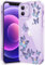 CASBST Compatible with iPhone 12 Case, Clear Case with Cute Butterfly Pattern Design for Girls Women, Slim Soft TPU Shockproof Protective Aesthetic Phone Cover for iPhone 12 (Purple Butterfly)