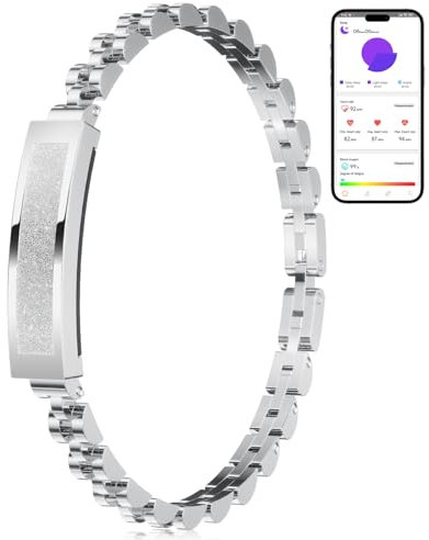 LIGE 2025 Smart Armband Damen Edelstahl Ohne Display, 3ATM Wasserdicht Silber Elegant Schlank Schmuck Armkette mit Herzfrequenz/Schlafmonitor/SpO2 Schrittzähler Armbänder Kalorie für iOS Android