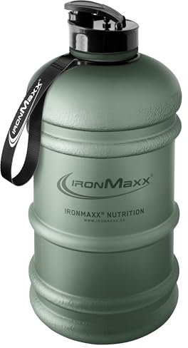 IronMaxx Water Gallon - Matt Mineral Green 2200ml | Botella de agua 2,2 L sin BPA/DEHP | Tapa hermética y escala graduada | Color según modelo | Ideal para deporte, gimnasio, oficina y uso diario