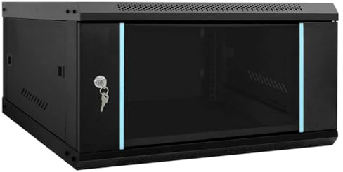 vidaXL Network Cabinet with Storage Black 60 x 60 x 35 cm Steel