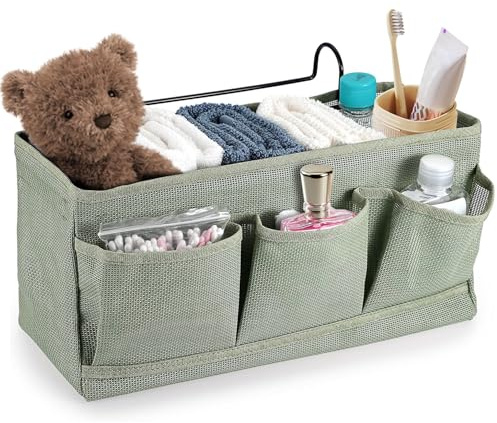 Net Nachttisch-Hängeaufbewahrung,Bett Organizer Zum Einhänge,betttaschen hängeaufbewahrung,Bett-Organizer,Betttasche zum Einhängen 3 Fächer,Hänge-Aufbewahrungstasche für Zuhause,Schule,Wohnheim (Grün)