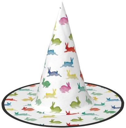 YBGHDAA Hasen in verschiedenen Posen, springen, Laufen, Druck, Halloween-Hut, Hexenhüte für Partys, faltbar, leicht, Rollenspiel-Kappen für Cosplay, 2 Stück