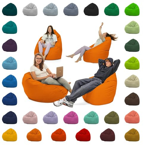 GlückBean Sitzsack XXL – Beanbag für Kinder & Erwachsene – In & Outdoor geeignet – Wasserabweisend & pflegeleicht – Gefüllt mit hochwertigen EPS-Perlen – Ideal zum Gaming & Entspannen (Orange, XXL)