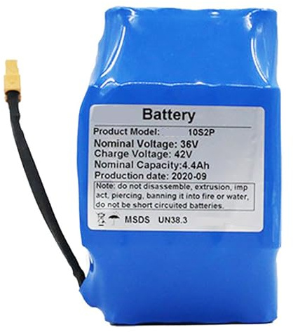 Batteria Di Ricambio Per Hoverboard 36V 4.4Ah, Batteria Per Bicicletta Elettrica Da 36V 4400Mah 10S2P Batteria Impermeabile PVC Con Spina XT60 36V 4.4Ah,XT60