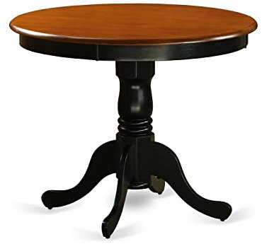 East West Furniture ANT-BLK-TP Antique Kitchen Dining Table - a Round Solid Wood Table Top with Pedestal Base, 36x36 Inch, Black & Cherry