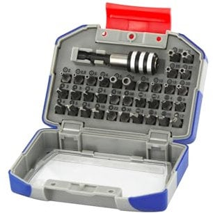 TIVOLY - Coffret Embouts + Porte-Embout Magnétique - 34 Embouts Spécial Vis de Sécurité à Queue Hexagonale 6,35 mm