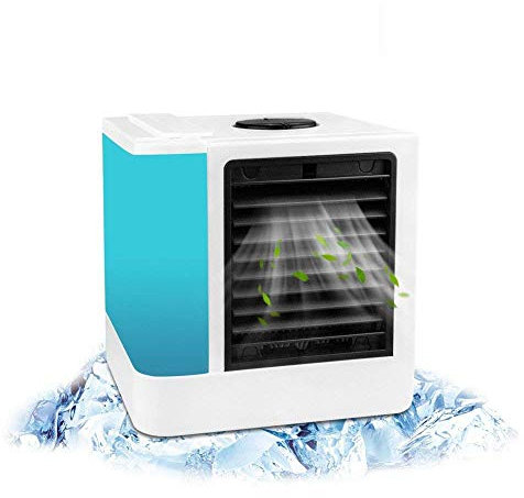 Aire Acondicionado Portátil, Mini Aire Acondicionado Humidificador, Ventilador USB 7 LED Colores para Hogar/Oficina/Camping - 3 Niveles De Ventilación