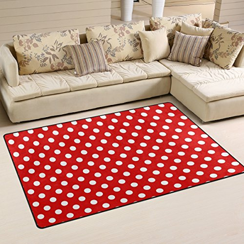 Use7 Teppich, rutschfest, für Wohnzimmer, Schlafzimmer, 100 x 150 cm, Weiß / Rot