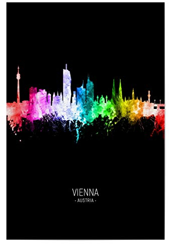 artboxONE Poster 30x20 cm Städte Vienna Skyline Colour Black hochwertiger Design Kunstdruck - Bild Vienna bunt City