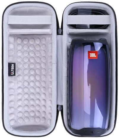 LTGEM Hartschalenkoffer für JBL Pulse 4 & JBL Charge 4/5, wasserdicht, tragbar, Bluetooth-Lautsprecher, Reise-Schutzhülle, Aufbewahrungstasche (schwarz + grau)