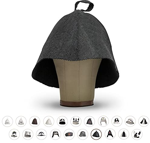 LoWell® Saunahut - Filzhut für Damen und Herren inkl. Sauna-Ratgeber - Ideales Sauna Zubehör für ein einzigartiges Wellness Erlebnis - Farbe grau - Saunamütze Saunakappe