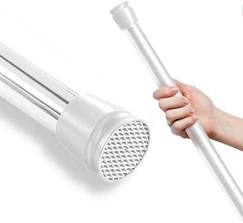 Teleskopstange ausziehbar (weiß, 70-120 cm) Kein Bohren & Rost, rutschfest, verstellbar Duschvorhangstange Duschstange, ausziehbar Kleiderstange für Schrank, Badezimmer, Fenster oder Türen