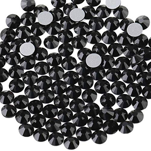 Beadsland 1440 PCS Flat Back Crystal Rhinestones Round Gems for Nail Art and Craft Glue Fix,Black(SS10(2.7-2.8mm))