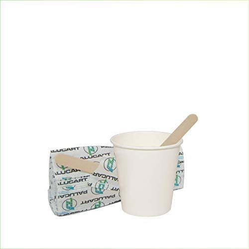 Virsus 500 gobelets à café jetables, 75 ml en papier carton blanc biodégradable pour boissons chaudes ou cappuccino + 500 agitateurs en bois de bouleau