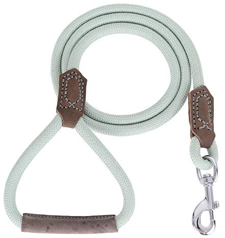 Mile High Life | Premium Leather Dog Leash | Strong Rope Leash | Leather Handle | Zinc Alloy Strong Clasp | Small Medium Large Dogs | 4/5/6 Feet (48 Inch, Green)