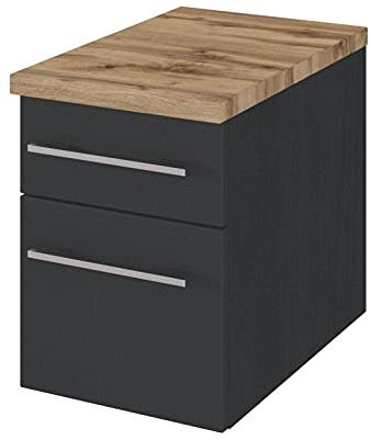 Badschrank Dasa 30cm mit 2 Schubladen - graphit/matt grau