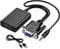 SZJUNXIAO Adaptateur VGA vers HDMI, 1080P HD Convertisseur VGA Mâle vers HDMI Femelle Câble en Charge avec câble Audio 3,5 mm et câble d'alimentation USB pour PC et Laptop à HDTV