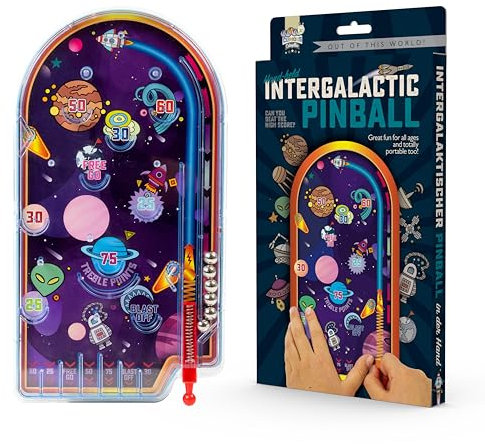 Funtime Gifts Pinball Portable sur Le thème de l'espace intergalactique pour Adultes et Enfants, Jeu Amusant 3+, Multicolore, 25 cm de Haut x 13,5 cm de Large