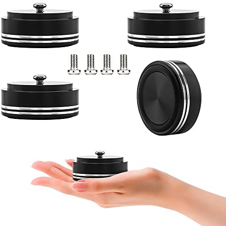 Audiocrast IF3917B HiFi Speaker Isolation Feet Pads 4PCs Aluminum 39x17mm Black Speaker Shock Absorber Vibration Dampener Floor Protector Resonance Reducer for Audio Subwoofer CD DVD Amplifier DAC