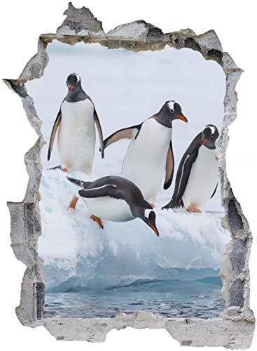 3D Wandtattoo Tapete Pinguin Küche Wand Aufkleber Wanddurchbruch Deko Wandbild Wandsticker, Wandbild Größe 50x70cm