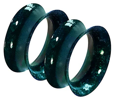 Piercingfaktor Flesh Tunnel Ohr Plug Piercing Silikon dünner Rand extra flexibel Weich Rund Creole Farbig Bunt 1 Paar metallic glänzend Dunkelgrün 5mm