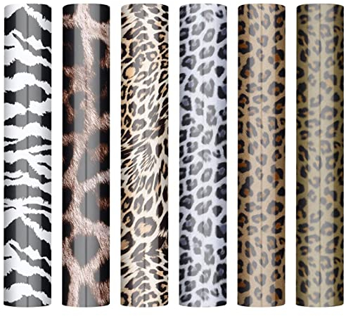 Transferfolie zum Aufbügeln Plotterfolie Textil Leopard Transferpapier Textil Vinylfolie Plotter Wärmetransferfolie Plotter für DIY T-Shirt Kissen Selbstklebende 25 x 30.5 cm