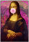 Illustrations De La Joconde, Art Mural Femme Abstraite Moderne Portrait De La Joconde avec Une Bulle De Chewing-Gum Rose Photo Impression sur Toile Pop Art Décoration, sans Cadre,70 × 100cm