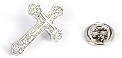 Men's Tie Pins Lapel Pins Brooches Suit Accessories (1pcs cross silver)