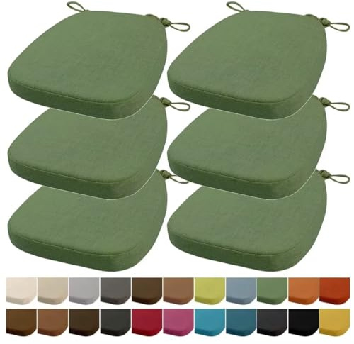 Orumrud 43x42x33CM(3CM Dicke) Stuhlkissen, Gartenstuhl Sitzkissen, Esszimmerstuhl Sitzkissen, waschbar, mit Reißverschluss, Riemen, rutschfestes Sitzkissen für Gartenstuhl (Achatgrün 6 Stück)