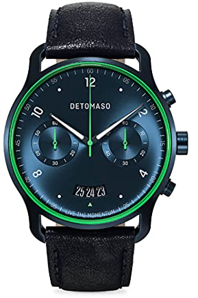 DeTomaso SORPASSO Velocita Blau Grün Herren-Armbanduhr Analog Quarz Lederarmband
