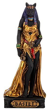BEAUTIFUL GREEK STATUES Bastet Ägyptische Göttin Kunstharz-Figuren, handbemalt, Bronze, Miniatur-Statue, 7,9 cm