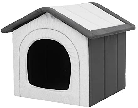 Hundehaus Hundehütte für große Hunde - Katzenhaus, Katzenhöhle - mit herausnehmbarem Dach - Tierhaus für Katzen und Hunde für Drinnen/Indoor - Asche/Graphit - 76 x 72 x 74 cm [R6 / XXXL]
