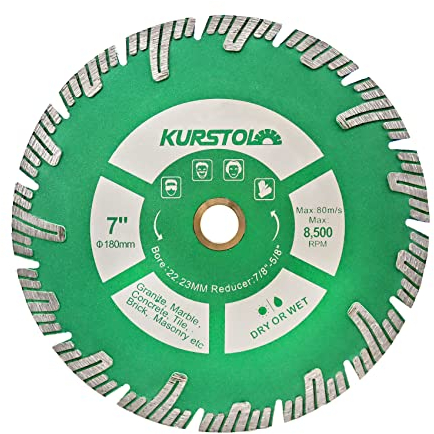 KURSTOL Diamant-Trennscheiben für Granit – 180 mm Diamantscheibe Diamanttrennscheibe Laube 22mm-16mm zum Schneiden und Schleifen von Keramikfliesen Porzellan Beton Marmor