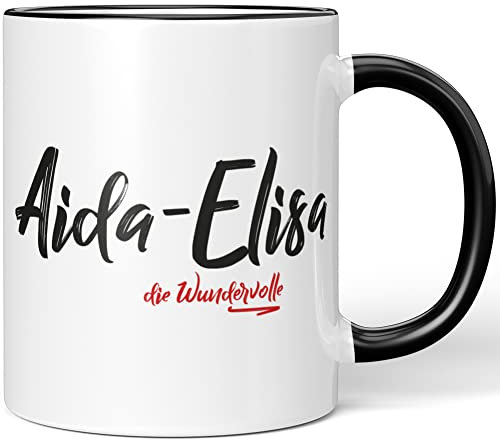 JUNIWORDS Tasse, Aida-Elisa, die Wundervolle, Schwarz (5202946)