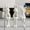 3Pcs White Decor Statue Home Decoration Sculpture Accent, Modern Art Cute Thinker Rabbit Animals Collectible Sitting Figurines, Resin Living Room Book Shelf Coffee Table Ornaments,White