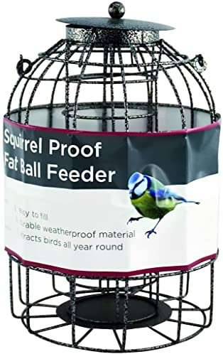 Unibos | Squirrel Resistant Fat Ball Feeder | Easy to fill and clean | Heavy Duty All Metal | Outdoor Garden use | Dome Caged | Deter Squirrels & Large Birds