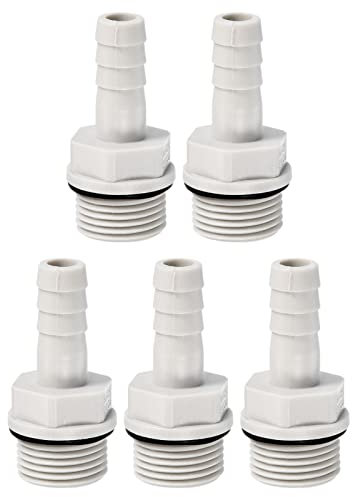 PATIKIL Tuyau Barbillon Raccord Droit 9mm Barbelé G3/8 Mâle Filetage, 5 Paquet POM Plastique Tuyau Connecteur, Gris