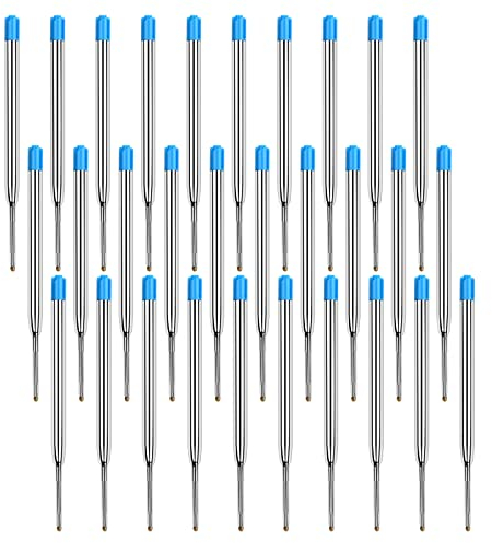 Laughhe 30 x Kugelschreiberminen Großraumminen G2-Format, 1,0mm Austauschbare Kugelschreiber Mine, Metall Kugelschreiber Ersatzmine, Kugelschreiber Nachfüllmine, Blau