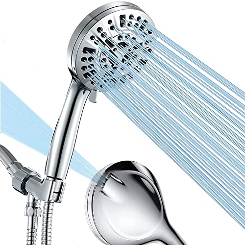 Katezon Handheld Shower Head, High Pressure Water Flow and Multiple Spray Modes - 10 Unique Settings with Leakproof 60 Inch Hose&Metal Bracket, Built-in Power Wash to Clean Tub, Tile & Pets