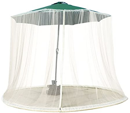EURHOWING Moustiquaire d'extérieur pour table de terrasse, parasol, moustiquaire en polyester, moustiquaire en maille pour parasol de terrasse, blanc, 3 à 3 m