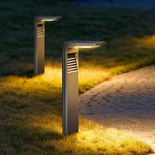Boadw LED Solarlampen für Außen Solarleuchten mit 2 Modi Hell, Warmweiß Solar Wegbeleuchtung IP64 Wasserdicht für Außen, Hinterhöfe, Gärten, Rasen Beleuchtung 4 Stück