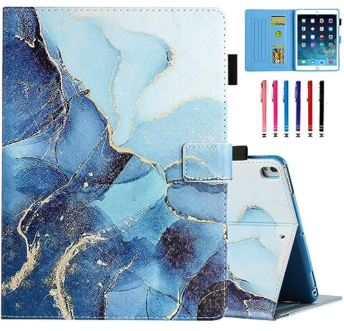 MOKASE Custodia per iPad 10.2 pollici 9a/8a/7a Generazione 2021 2020 2019, Sottile Pelle Sintetica Supporto Custodia con Automatico Sveglia/Sonn e Porta Penna per iPad 10.2 pollici, Blue Marble