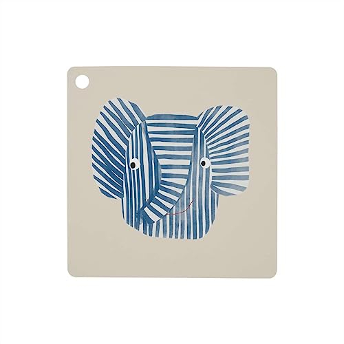 Tischset Erik Elefantenmotiv Blau aus Silikon H0,15x38x38cm