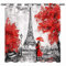 YUANZU Paris Vorhänge Ölgemälde Eiffelturm Schwarz&Weiß&Rot Ösen Gardinen Blickdichte Vorhang Kälteschutz Blackout Curtain Mädchenzimmer Schlafzimmer Verdunkelung Fenster, 2 Stück, H 175 x B 140 cm