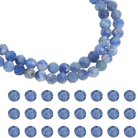 NBEADS 2 Strang Ca. 254 Stück Natürliche Sodalithperlen, 3mm Facettierte Runde Steinperlen Lose Edelsteinperlen Abstandshalter Für DIY-Handwerk Halskette Armband Schmuckherstellung