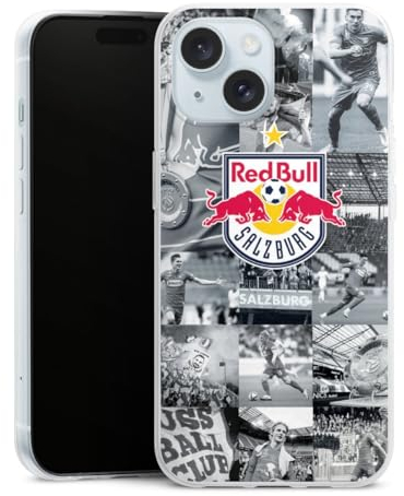 Slim Case extra dünn kompatibel mit Apple iPhone 15 Silikon Handyhülle transparent Hülle FC Red Bull Salzburg Red Bull Salzburg
