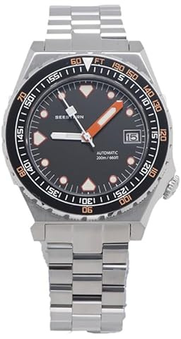 Seestern S407 Automatik Stahl Keramik Schwarz Datumsanzeige Diver Herrenuhr, Sport