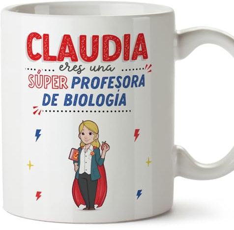 MUGFFINS Tazas Personalizadas para PROFESORA DE BIOLOGÍA mujer - En Español - ¡Eres Súper! - 11 oz / 330 ml - Regalo Personalizable original y divertido
