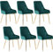 Esszimmerstühle 6er Set, Samt Essstuhl, Komfortable Küchenstühle für Esszimmer, Polsterstuhl mit Goldenen Metallbeinen, Ergonomische Dining Chairs