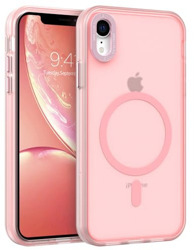 BENTOBEN Coque pour iPhone XR Étui Magnétique Compatible avec Magsafe,Bumper Protection Antichoc Complète,Dos Mat Translucide Anti Rayures Housse iPhone XR 6.1-Rose